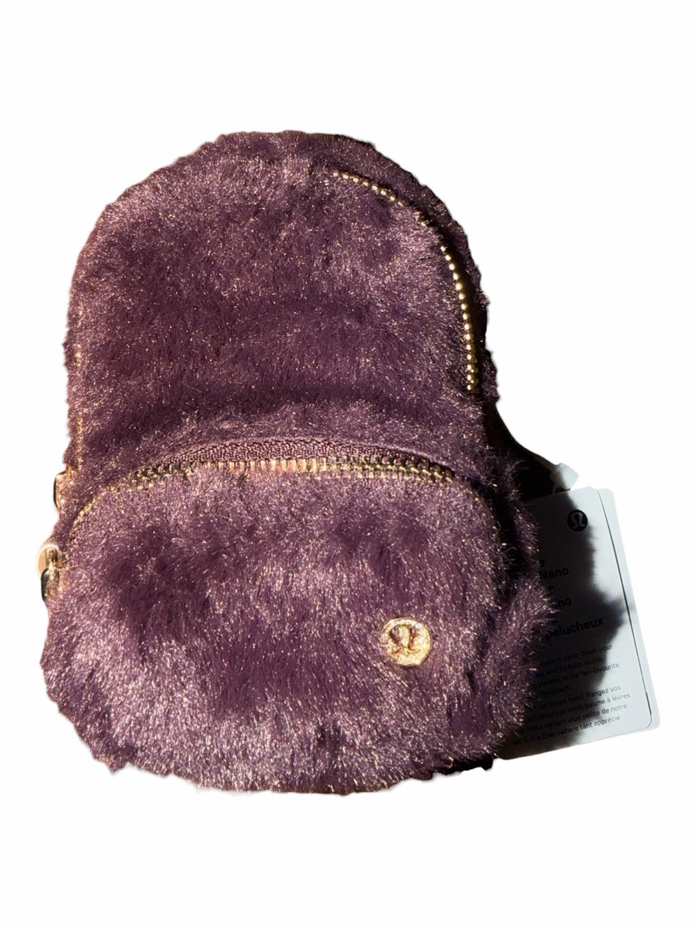 Lululemon Everywhere Nano Backpack Plush Fleece Black Plum Gold NWT
